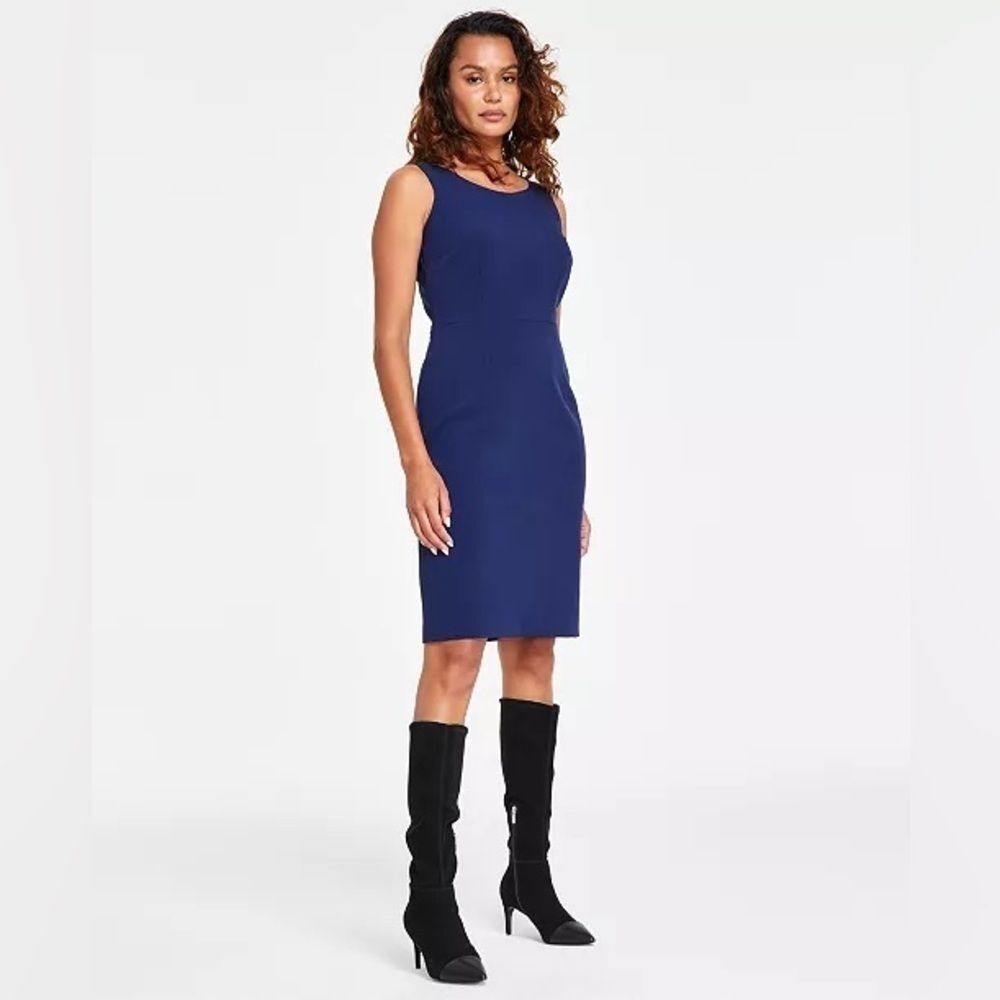 LE SUIT Collarless Dress Suit, navy blue size 6 new, women’s dress